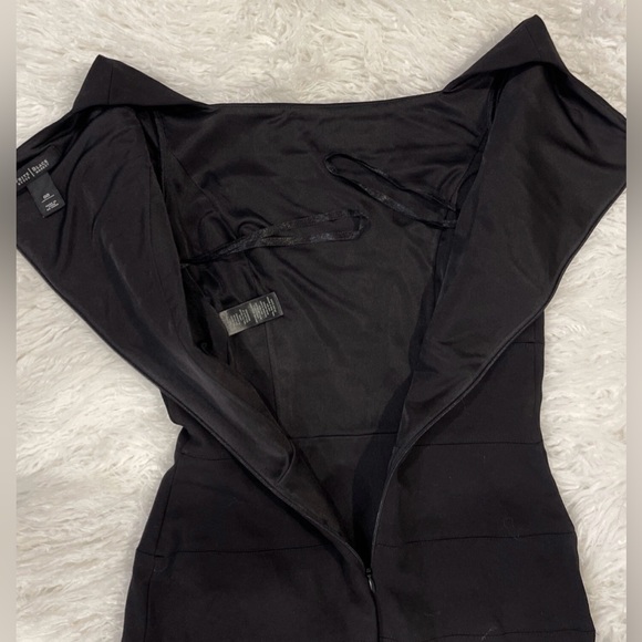 ◼️White House Black Market Black Sheath Lined Ruffled Bandage Midi Women’s Sz 6 - Picture 5 of 15